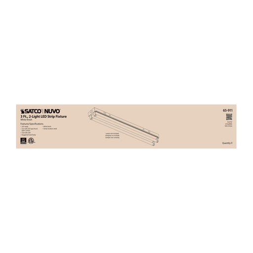 Strip Light Nuvo 65-911 3 Foot - Dual T8 Lamp Ready Fixture Channel - Empty Body Fixture - Complete Lamp Wiring Guide Available - White Finish Nuvo