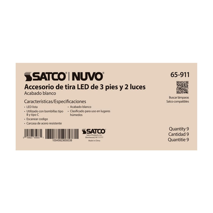 Strip Light Nuvo 65-911 3 Foot - Dual T8 Lamp Ready Fixture Channel - Empty Body Fixture - Complete Lamp Wiring Guide Available - White Finish Nuvo