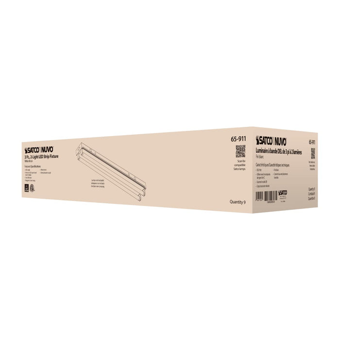 Strip Light Nuvo 65-911 3 Foot - Dual T8 Lamp Ready Fixture Channel - Empty Body Fixture - Complete Lamp Wiring Guide Available - White Finish Nuvo