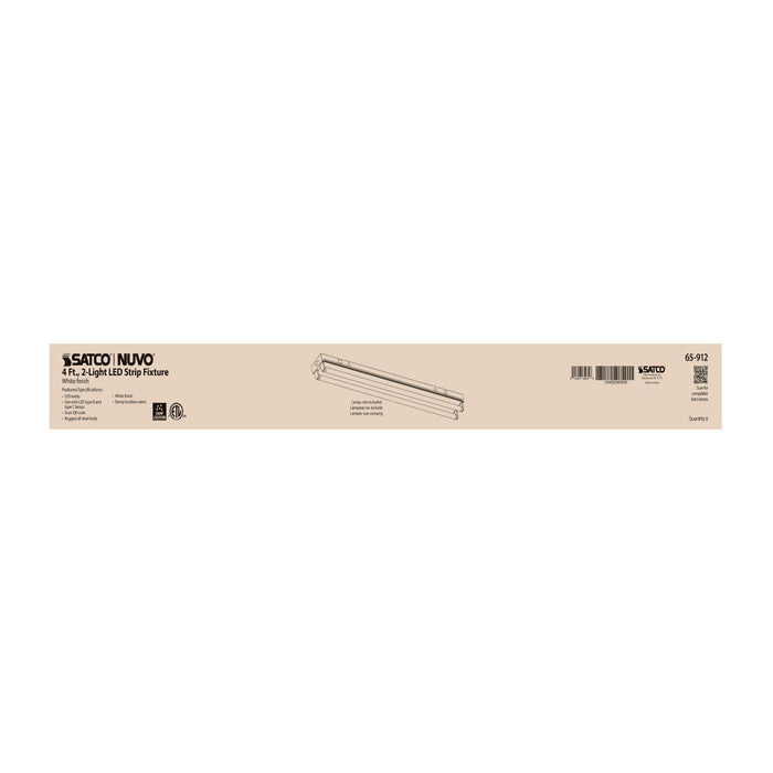 Strip Light Nuvo 65-912 4 Foot - Dual T8 Lamp Ready Fixture Channel - Empty Body Fixture - Complete Lamp Wiring Guide Available - White Finish Nuvo