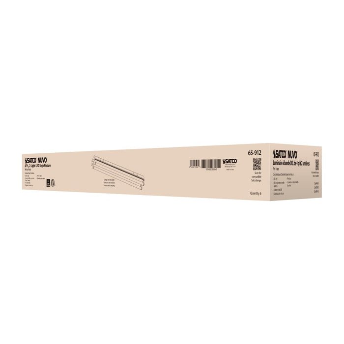Strip Light Nuvo 65-912 4 Foot - Dual T8 Lamp Ready Fixture Channel - Empty Body Fixture - Complete Lamp Wiring Guide Available - White Finish Nuvo