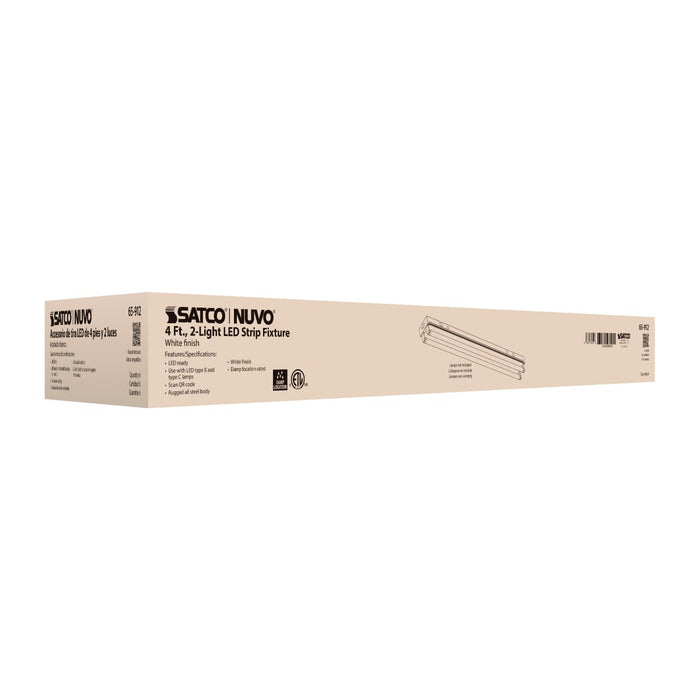 Strip Light Nuvo 65-912 4 Foot - Dual T8 Lamp Ready Fixture Channel - Empty Body Fixture - Complete Lamp Wiring Guide Available - White Finish Nuvo