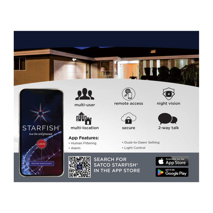 Security Camera Nuvo 65-920 36 Watt Rectangular Outdoor SMART Security Light with Camera - Starfish Enabled - Tunable White - White Finish Nuvo
