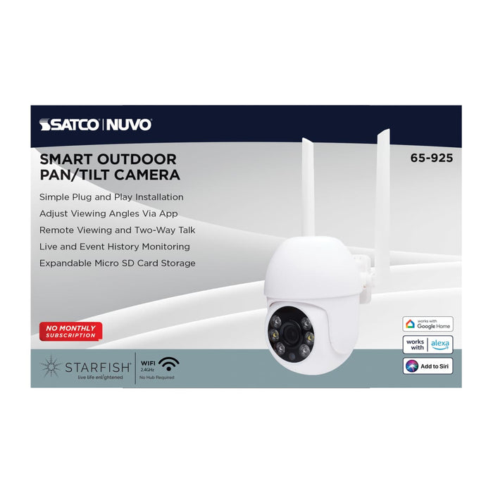 Security Camera Nuvo 65-925 Starfish - SMART Outdoor Pan & Tilt Camera - White Finish Nuvo