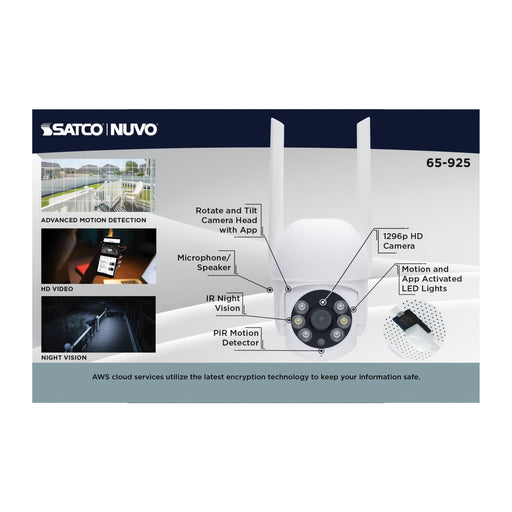 Security Camera Nuvo 65-925 Starfish - SMART Outdoor Pan & Tilt Camera - White Finish Nuvo