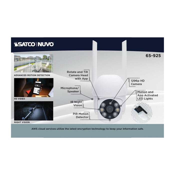 Security Camera Nuvo 65-925 Starfish - SMART Outdoor Pan & Tilt Camera - White Finish Nuvo