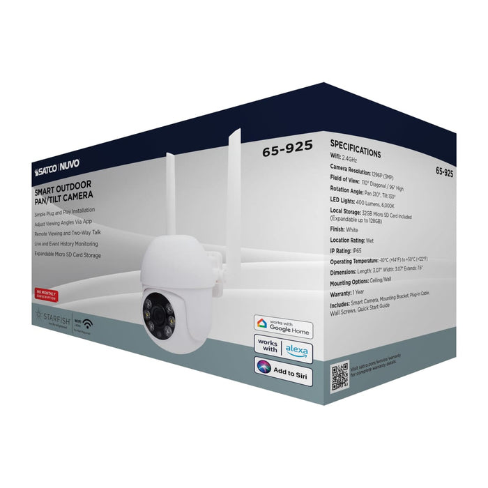 Security Camera Nuvo 65-925 Starfish - SMART Outdoor Pan & Tilt Camera - White Finish Nuvo