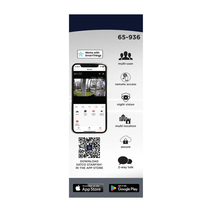 Security Camera Nuvo 65-936 Starfish - SMART Doorbell Security Camera - Black Finish Nuvo