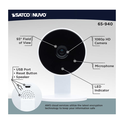 Security Camera Nuvo 65-940 Starfish - SMART Indoor Security Camera - White Finish Nuvo