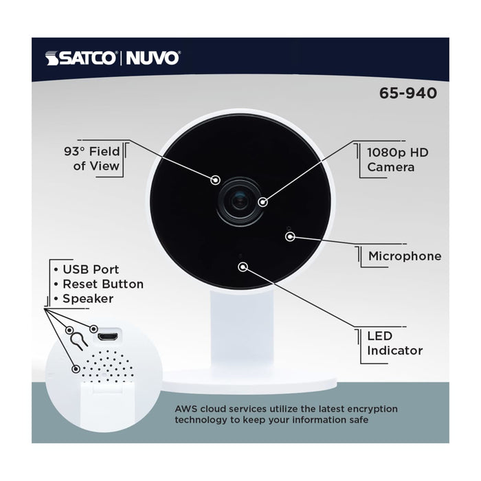 Security Camera Nuvo 65-940 Starfish - SMART Indoor Security Camera - White Finish Nuvo