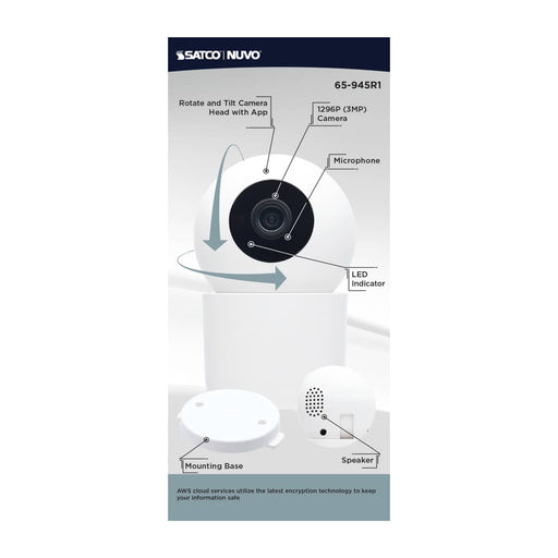 Security Camera Nuvo 65-945R1 Starfish - SMART Indoor Pan & Tilt Camera - White Finish Nuvo