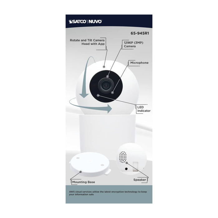 Security Camera Nuvo 65-945R1 Starfish - SMART Indoor Pan & Tilt Camera - White Finish Nuvo