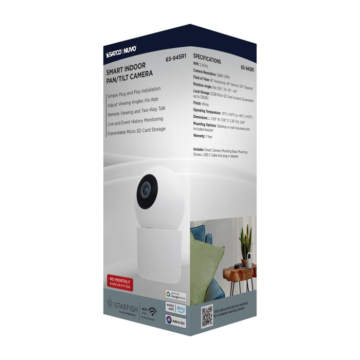 Security Camera Nuvo 65-945R1 Starfish - SMART Indoor Pan & Tilt Camera - White Finish Nuvo