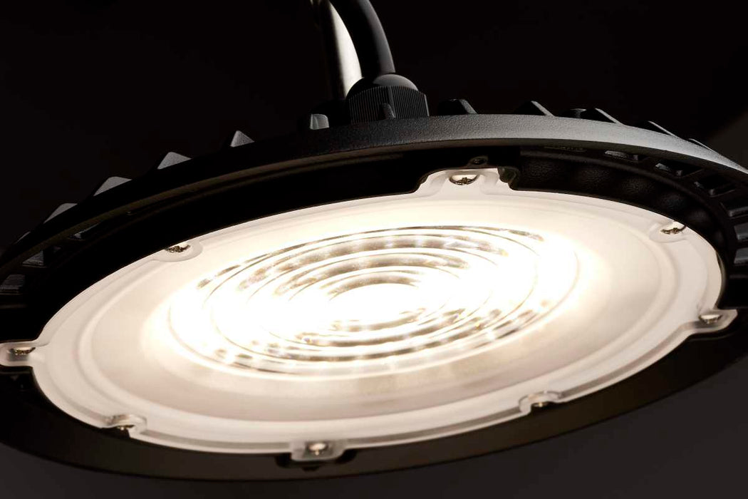 Shop Light Nuvo 65-963 80 Watt - Hi-Pro Shop Light with Plug - 8" Dia. - 3000K - Black Finish - 120 Volt Nuvo