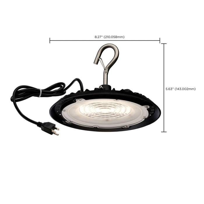 Shop Light Nuvo 65-964 80 Watt - Hi-Pro Shop Light with Plug - 8" Dia. - 4000K - Black Finish - 120 Volt Nuvo