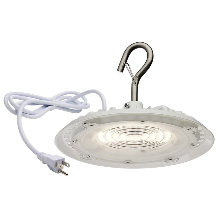 Shop Light Nuvo 65-973 80 Watt - Hi-Pro Shop Light with Plug - 8" Dia. - 3000K - White Finish - 120 Volt Nuvo