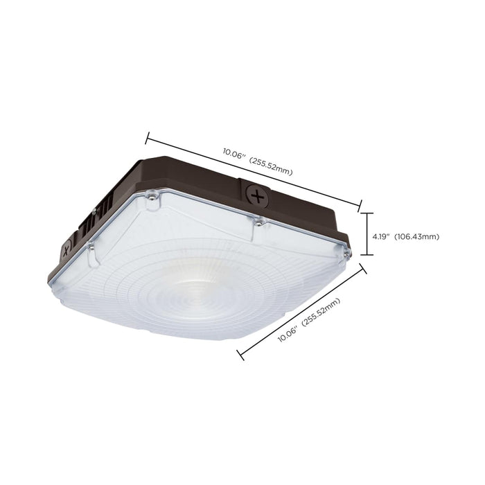 Canopy Nuvo 65-983 10 Inch LED Field Selectable Canopy Fixture With Sensor - 45/60/70 Watts - 3K/4K/5K CCT - 120-277 Range Voltage - Bronze Finish Nuvo