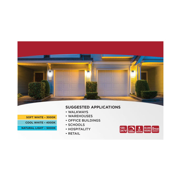 Wall Pack Nuvo 65-985 LED Entryway Wall Pack - 10/15/20 Wattage Selectable - 30K/40K/50K CCT Selectable - Black Finish Nuvo