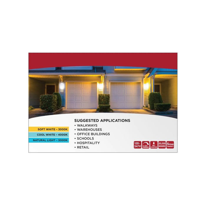 Wall Pack Nuvo 65-987 LED Entryway Wall Pack - 10/15/20 Wattage Selectable - 30K/40K/50K CCT Selectable - White Finish Nuvo