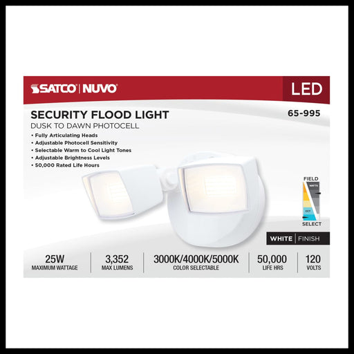 Security Lighting Nuvo 65-995 LED Security Light - Dual Head - Field Selectable - White Finish Nuvo