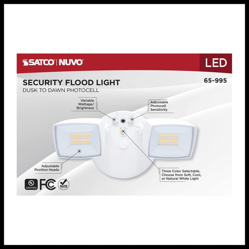 Security Lighting Nuvo 65-995 LED Security Light - Dual Head - Field Selectable - White Finish Nuvo