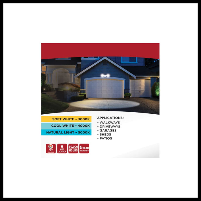Security Lighting Nuvo 65-995 LED Security Light - Dual Head - Field Selectable - White Finish Nuvo