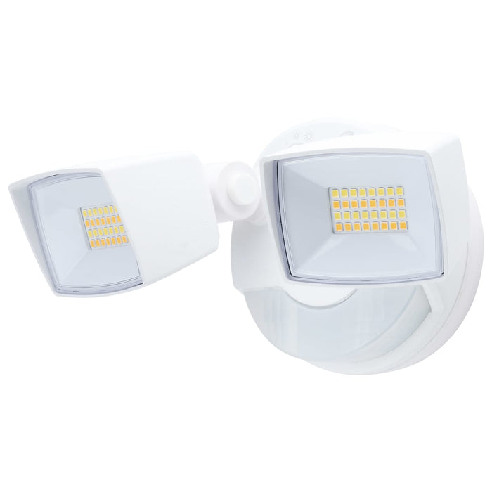 Security Lighting Nuvo 65-997 LED Security Light with Nightlight - PIR Sensor - Dual Head - Field Selectable - White Finish Nuvo
