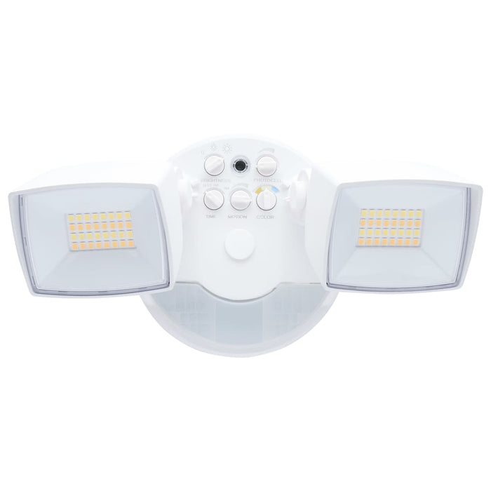 Security Lighting Nuvo 65-997 LED Security Light with Nightlight - PIR Sensor - Dual Head - Field Selectable - White Finish Nuvo