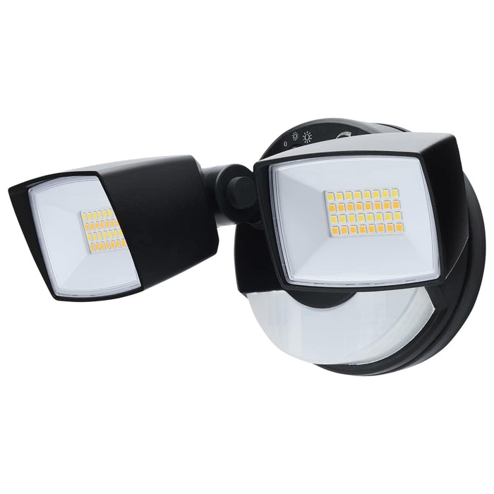 Security Lighting Nuvo 65-998 LED Security Light with Nightlight - PIR Sensor - Dual Head - Field Selectable - Black Finish Nuvo