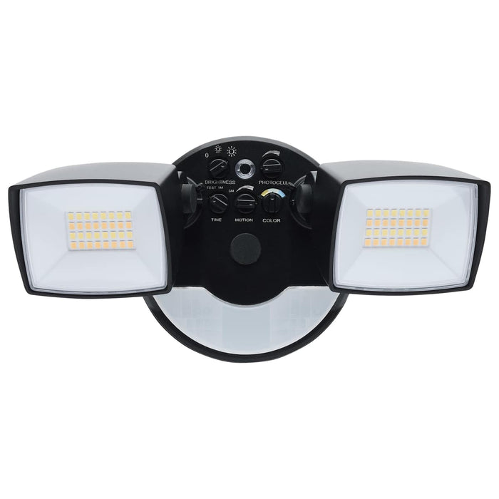 Security Lighting Nuvo 65-998 LED Security Light with Nightlight - PIR Sensor - Dual Head - Field Selectable - Black Finish Nuvo