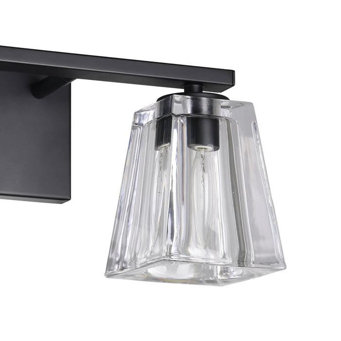 Vanity Light Thesis 206983A Valentin 15 inch 2 light Matte Black Vanity Light with Clear Pressed Glass Shades THESIS