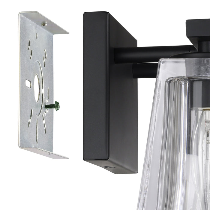 Vanity Light Thesis 206983A Valentin 15 inch 2 light Matte Black Vanity Light with Clear Pressed Glass Shades THESIS