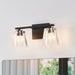 Vanity Light Thesis 206983A Valentin 15 inch 2 light Matte Black Vanity Light with Clear Pressed Glass Shades THESIS