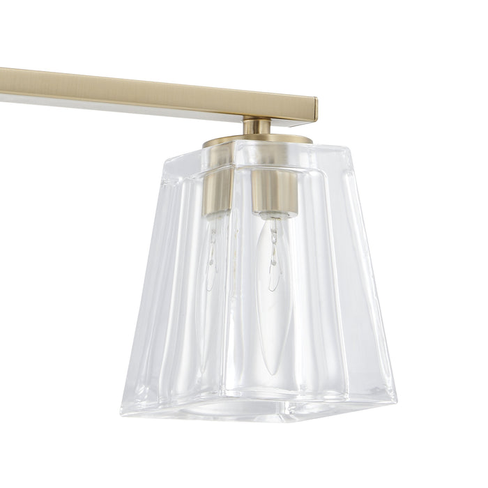 Vanity Light Thesis 206991A Valentin 24 inch 3 light Champagne Gold Vanity Light with Clear Pressed Glass Shades THESIS