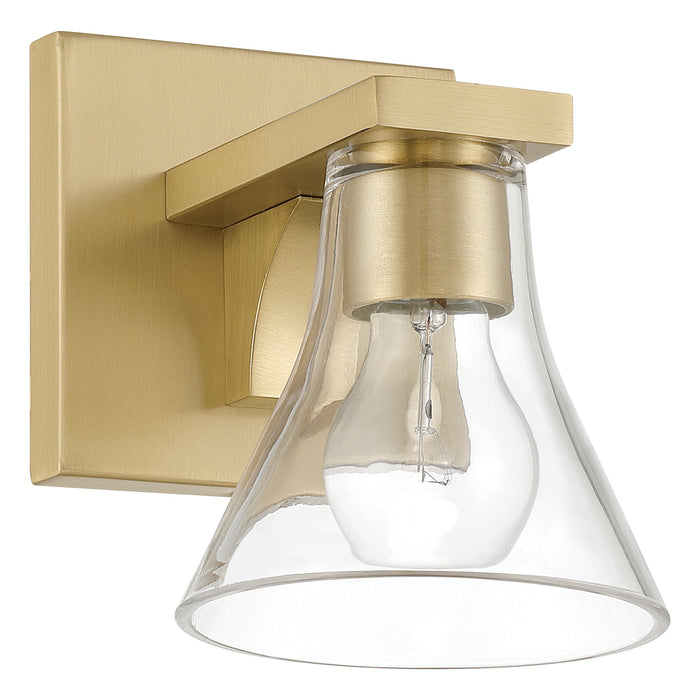 Vanity Light Thesis 207656A Gilford 5 inch 1 light Champagne Gold Vanity Light with Clear Glass Shade THESIS
