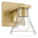 Vanity Light Thesis 207656A Gilford 5 inch 1 light Champagne Gold Vanity Light with Clear Glass Shade THESIS