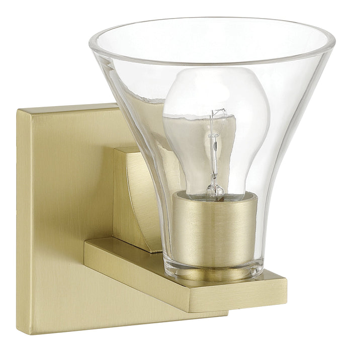 Vanity Light Thesis 207656A Gilford 5 inch 1 light Champagne Gold Vanity Light with Clear Glass Shade THESIS