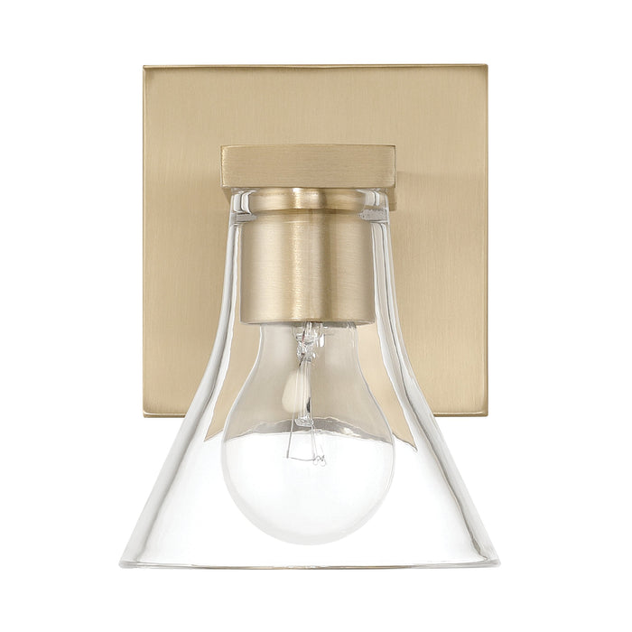Vanity Light Thesis 207656A Gilford 5 inch 1 light Champagne Gold Vanity Light with Clear Glass Shade THESIS