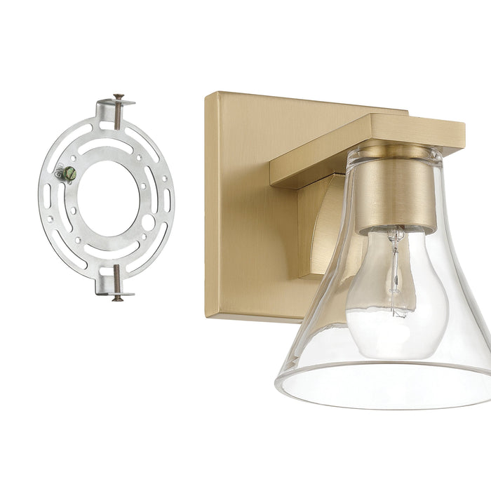 Vanity Light Thesis 207656A Gilford 5 inch 1 light Champagne Gold Vanity Light with Clear Glass Shade THESIS