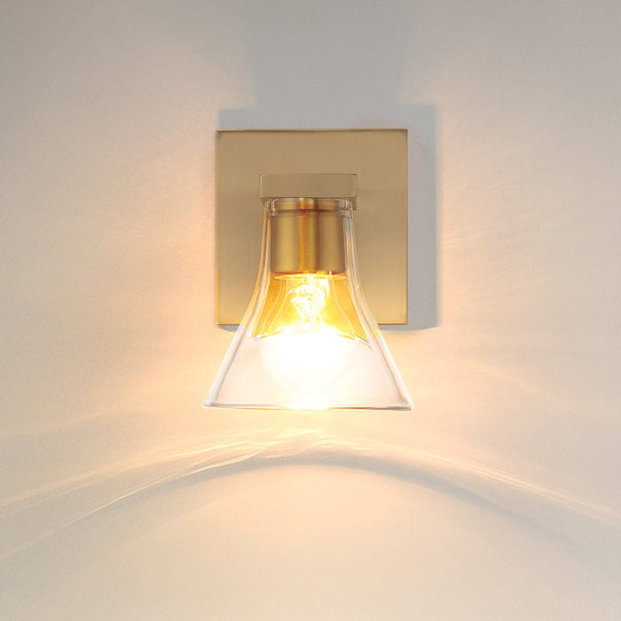 Vanity Light Thesis 207656A Gilford 5 inch 1 light Champagne Gold Vanity Light with Clear Glass Shade THESIS
