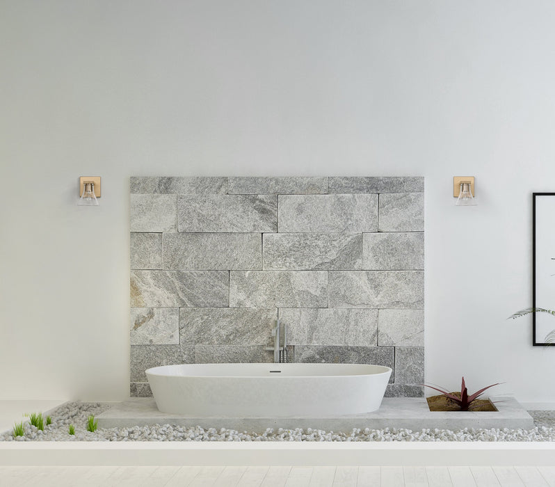 Vanity Light Thesis 207656A Gilford 5 inch 1 light Champagne Gold Vanity Light with Clear Glass Shade THESIS