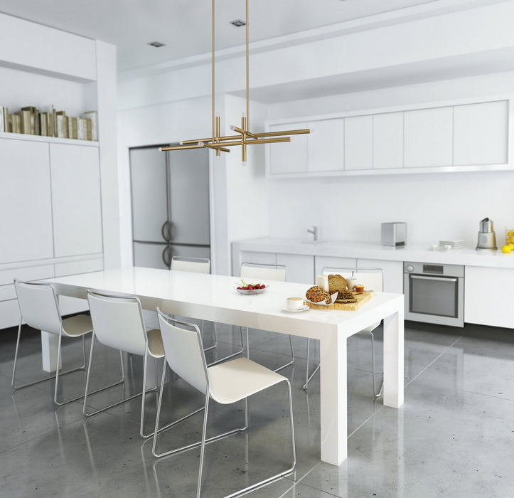 Chandelier Thesis 207301A Manhattan 48 inch 12 light Brushed Gold LED Chandelier with Rotating Arms THESIS