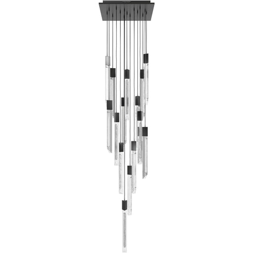 Multi-Light Pendant Avenue Lighting HF5415-BLK Alpine Avenue Alpine 15-Light 24"W LED Pendant in Black with White Jade Crystals in Black,White Marbleized Glass Avenue Lighting