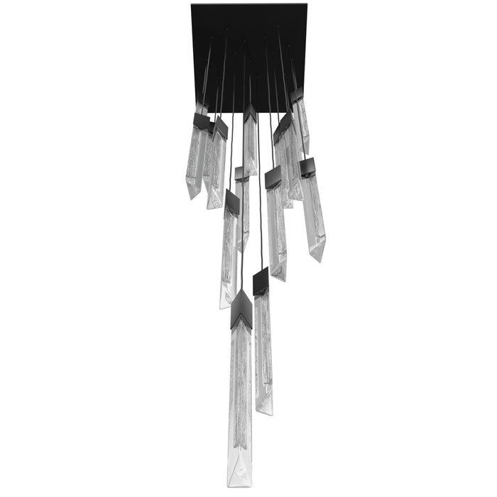 Multi-Light Pendant Avenue Lighting HF5415-BLK Alpine Avenue Alpine 15-Light 24"W LED Pendant in Black with White Jade Crystals in Black,White Marbleized Glass Avenue Lighting