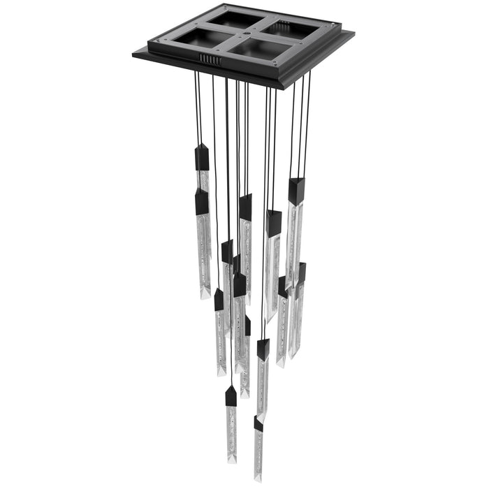 Multi-Light Pendant Avenue Lighting HF5415-BLK Alpine Avenue Alpine 15-Light 24"W LED Pendant in Black with White Jade Crystals in Black,White Marbleized Glass Avenue Lighting