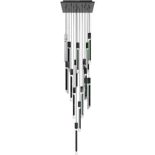 Multi-Light Pendant Avenue Lighting HF5415-BLK-JAD Alpine Avenue Alpine 15-Light 24"W LED Pendant in Black with Black Jade Crystals in Black, Black Jade Glass Avenue Lighting