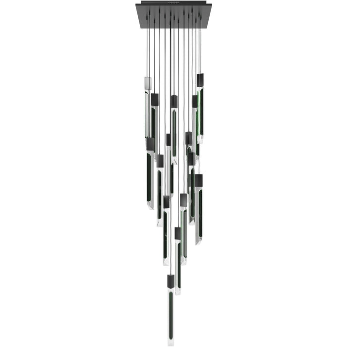 Multi-Light Pendant Avenue Lighting HF5415-BLK-JAD Alpine Avenue Alpine 15-Light 24"W LED Pendant in Black with Black Jade Crystals in Black, Black Jade Glass Avenue Lighting