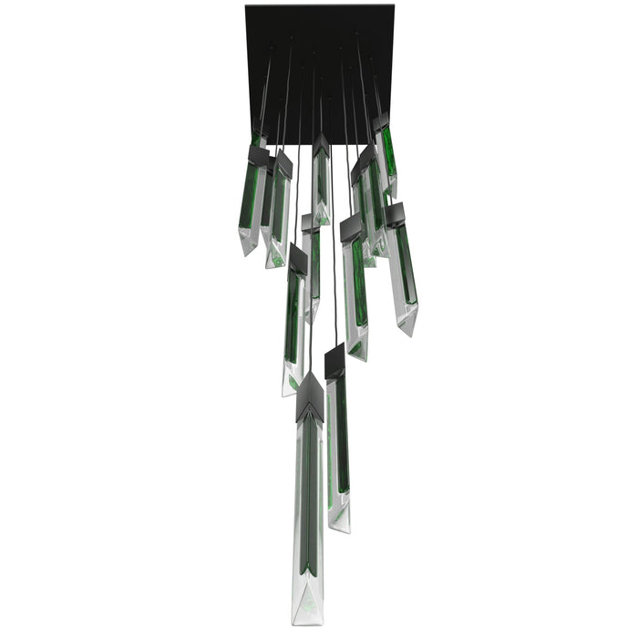 Multi-Light Pendant Avenue Lighting HF5415-BLK-JAD Alpine Avenue Alpine 15-Light 24"W LED Pendant in Black with Black Jade Crystals in Black, Black Jade Glass Avenue Lighting