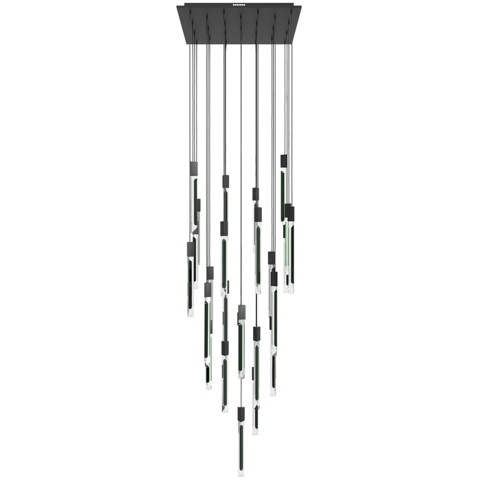 Multi-Light Pendant Avenue Lighting HF5431-BLK-JAD Alpine Avenue Alpine 31-Light 36"W LED Pendant in Black with Black Jade Crystals in Black Jade Glass Avenue Lighting