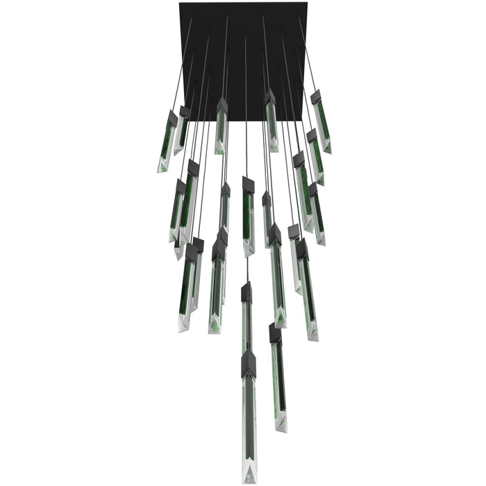 Multi-Light Pendant Avenue Lighting HF5431-BLK-JAD Alpine Avenue Alpine 31-Light 36"W LED Pendant in Black with Black Jade Crystals in Black Jade Glass Avenue Lighting